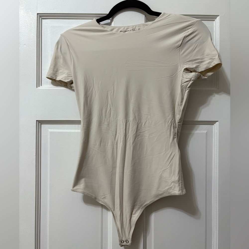 Abercrombie & Fitch Beige Short-Sleeve Bodysuit